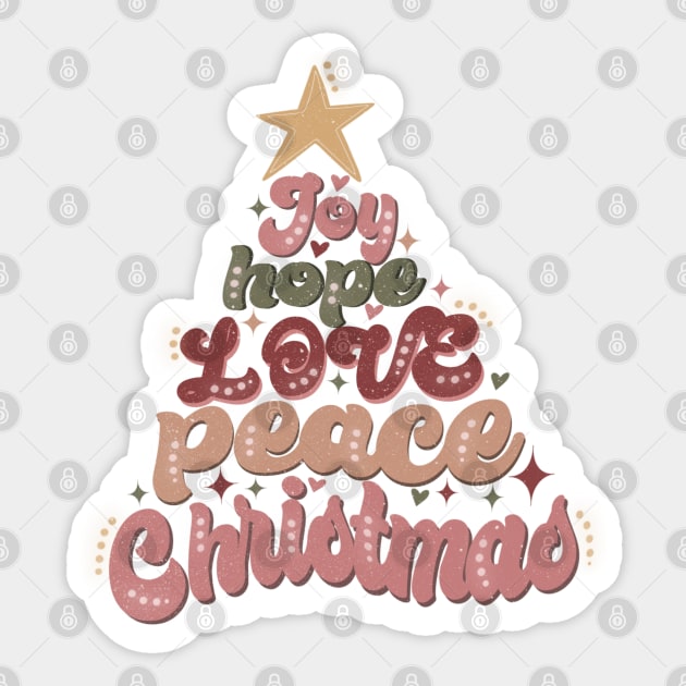 Christmas Word Art Joy Hope Love Sticker by Mastilo Designs